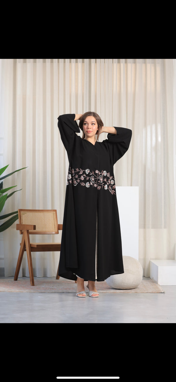 Flowery tatreez Abaya #E2