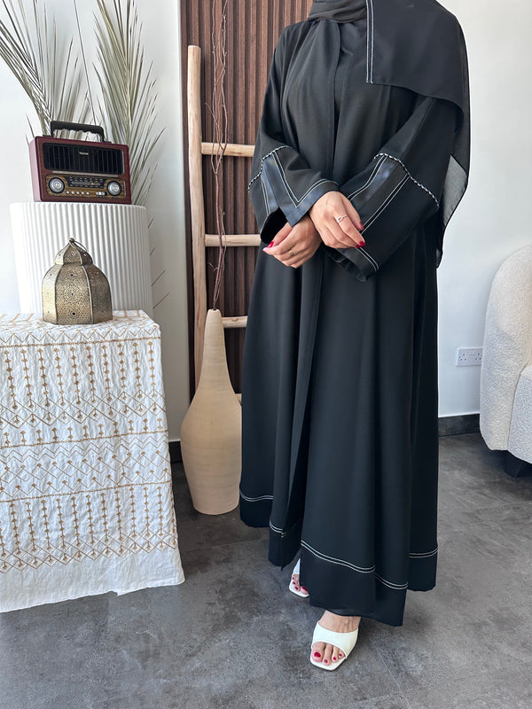 Elegant black and tafta abaya #84