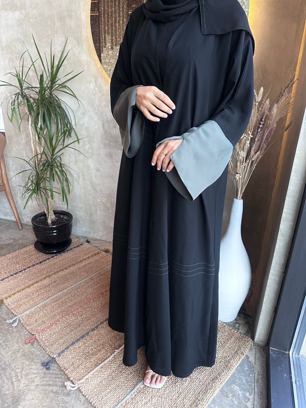 Light green hand and lines abaya #56