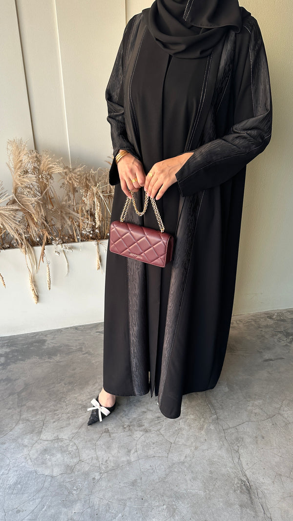 #132 black Abaya with galaxy fabric