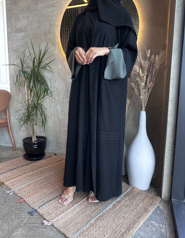 Light green hand and lines abaya #56