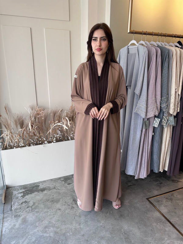 Brown and beige Abaya #B6