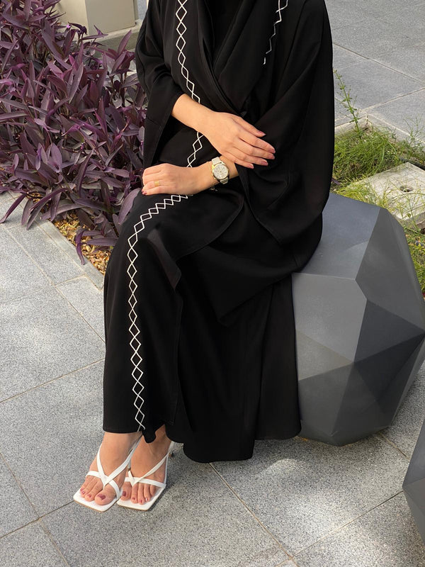 White embroidery Abaya #26