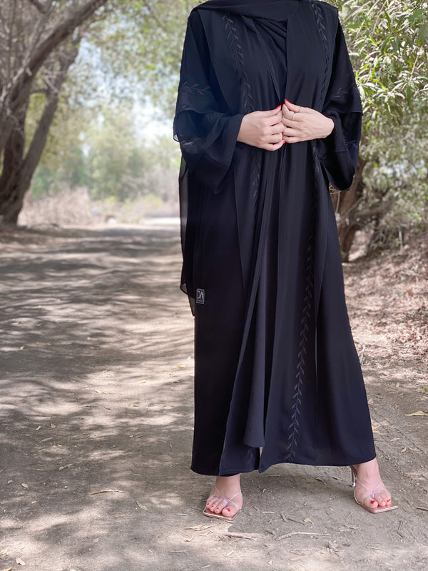 02 #Black embroidered abaya