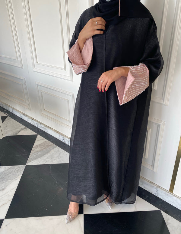 Oregnza black and pink abaya #P1k