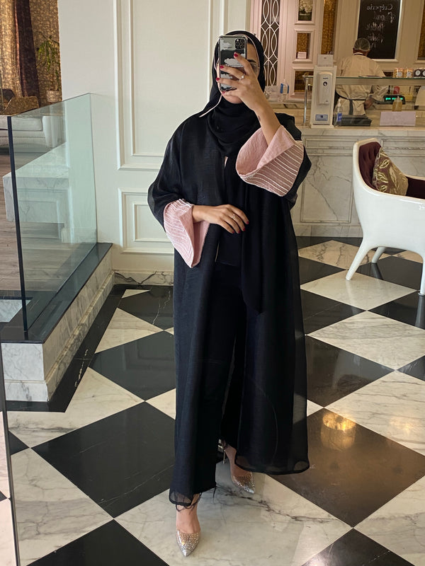 Oregnza black and pink abaya #P1k